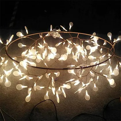 Round Lamp Tree Modern LED Big Round Pendant Lamp with Firefly Tree Branch and Leaf ...