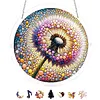 (18.5cm)DIY Acrylic Jigsaw Puzzle Window Hanging with Hanging Chain DIY Stained Glass Decoration Round Window Puzzle Decor for DIY Craft Project (Dandelion)