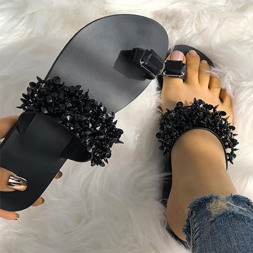 Slippers Women Shoes Summer sandals Beach Pineapple Flat Slippers Outside Slides Zapatos De Mujer Shining Crystal Ladies Shoes