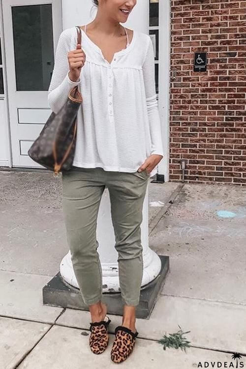 Button Long Sleeve Henley shirt