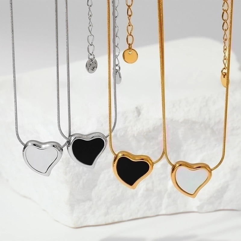 304 Stainless Steel 16K Gold Plated White Gold Plated Gold Plated Casual Minimalist Plating Inlay Heart Shape Artificial Gemstones Necklace