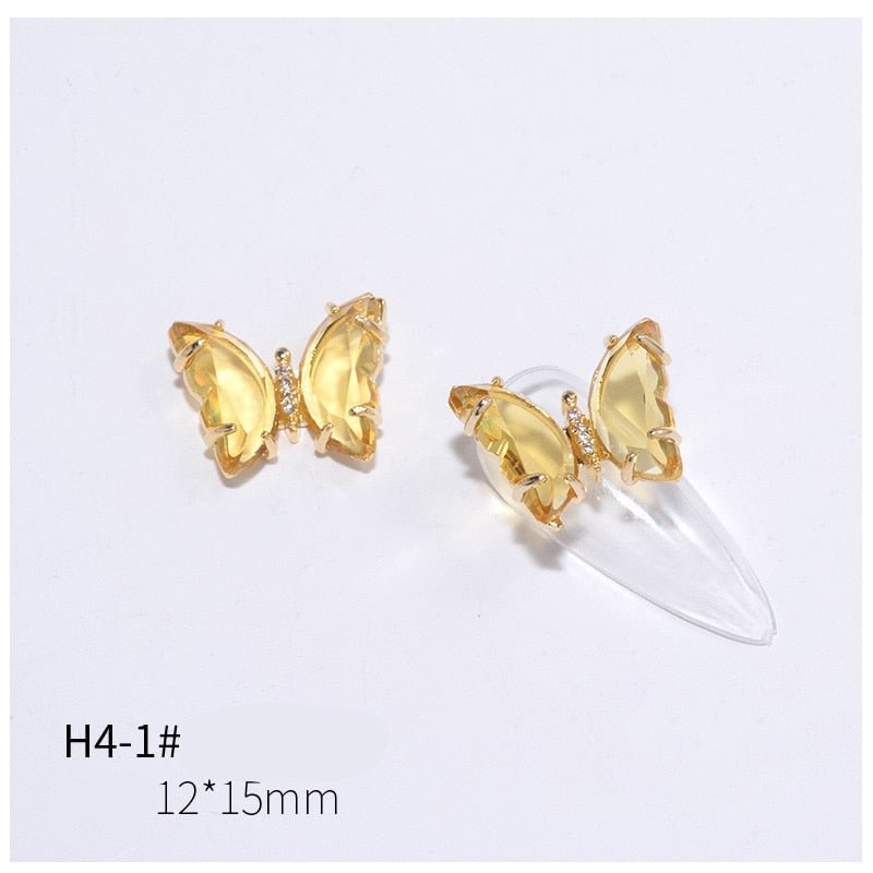 Nail Decoration Tips Elegant Crystal Butterfly Designs Alloy With Acrylic Jewelry 5 Pcs/Set For Beauty Salons