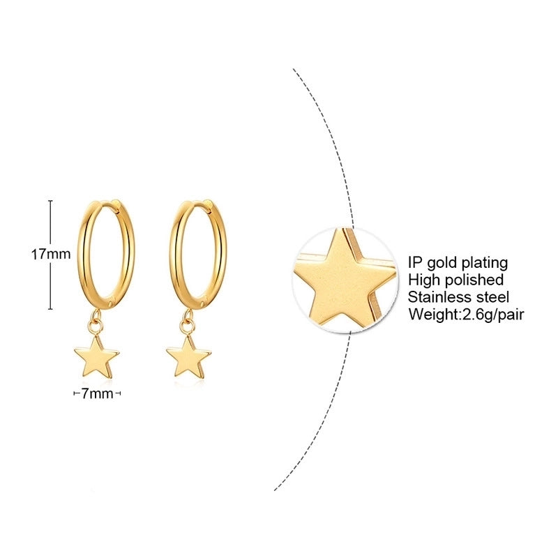 1 Pair Casual Minimalist Star Moon Heart Shape 304 Stainless Steel Drop Earrings