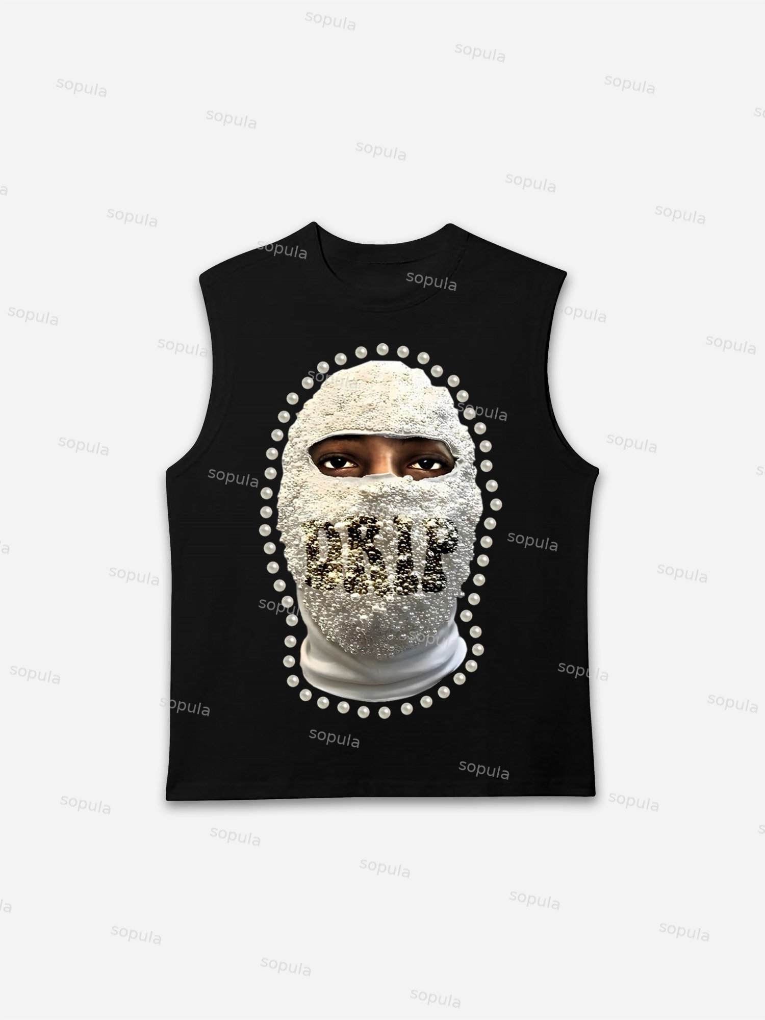 'Drip' Street Gang Pearl Mask Graphic Tank Top