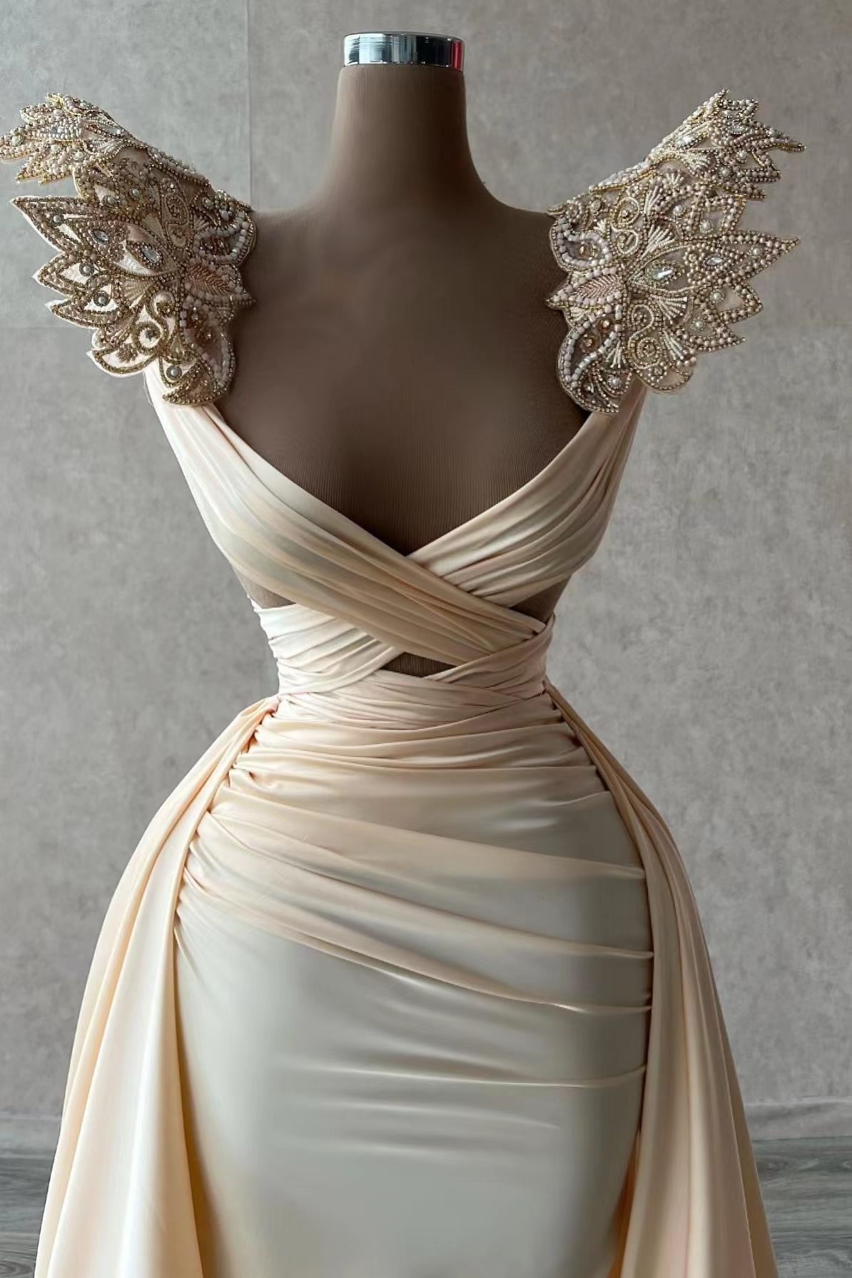 Serious V-Neck Silver Beadings Mermaid Prom Dresses main image 1