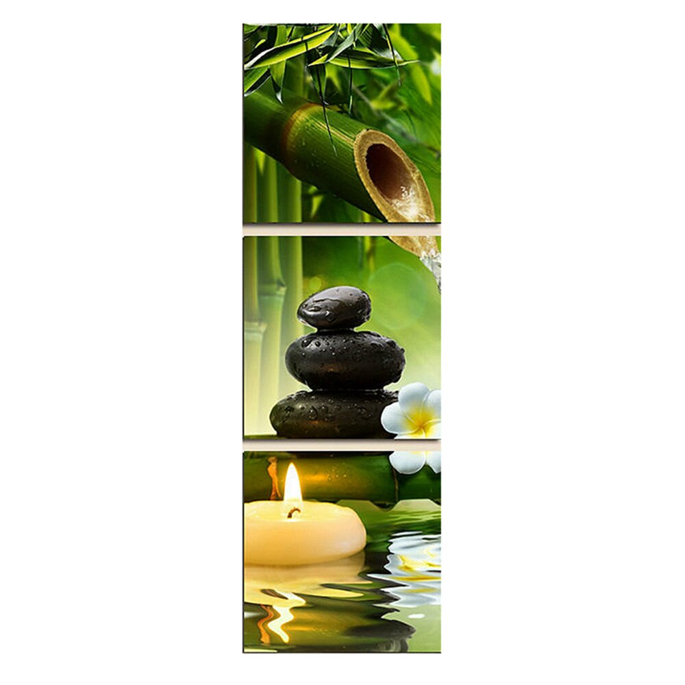 White Frangipani Hallway Decor Bamboo Green Picture SPA Zen Stone Candles Flower Wall Art for Bathroom Living Room Home Decor