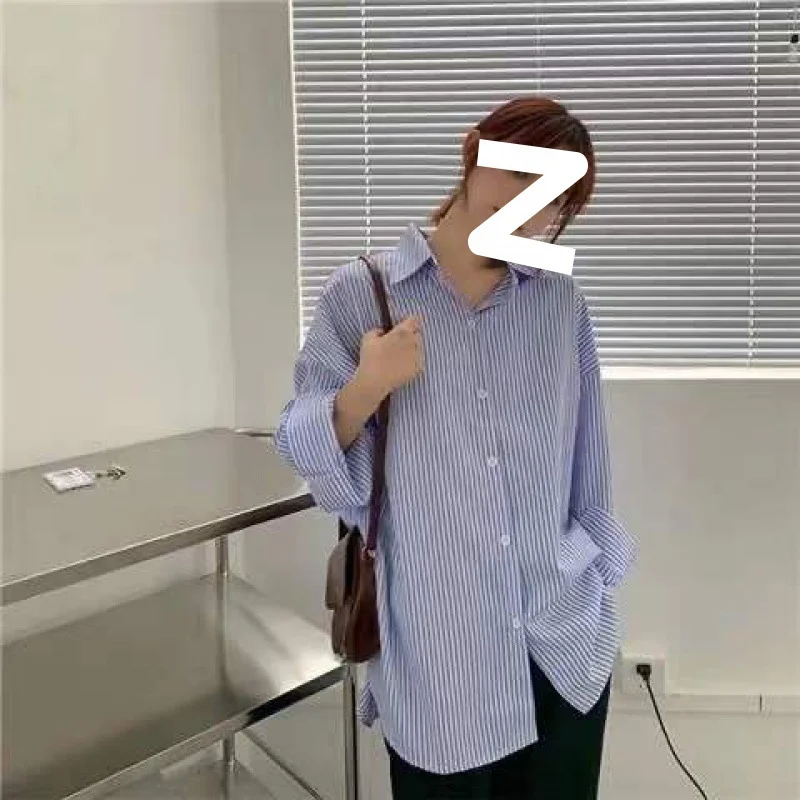 Brownm Brownm Shirts Loose Korean Version Of Spring And Autumn 2023 New Fashion Striped Long-Sleeved Shirts