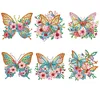 (US Local)6Pcs Flower Butterfly Diamond Painting Art Fridge Magnet for Fridge Whiteboards