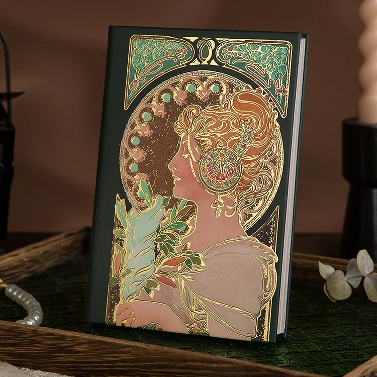 Journalsay 256 Pages/book Girls and Love Poems Series Vintage Character Mucha Hardcover Notebook