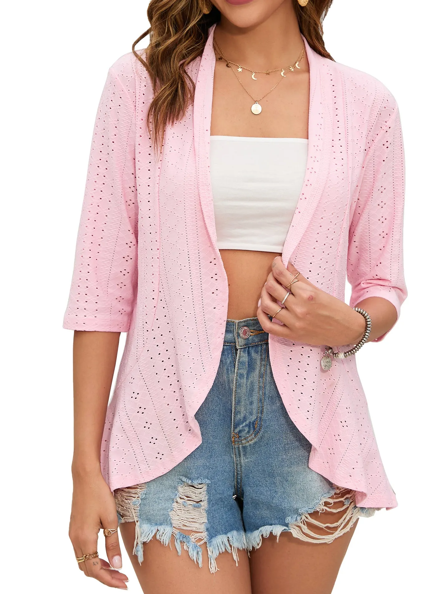 Women's Solid Color 3/4 Sleeve Ruffle Top