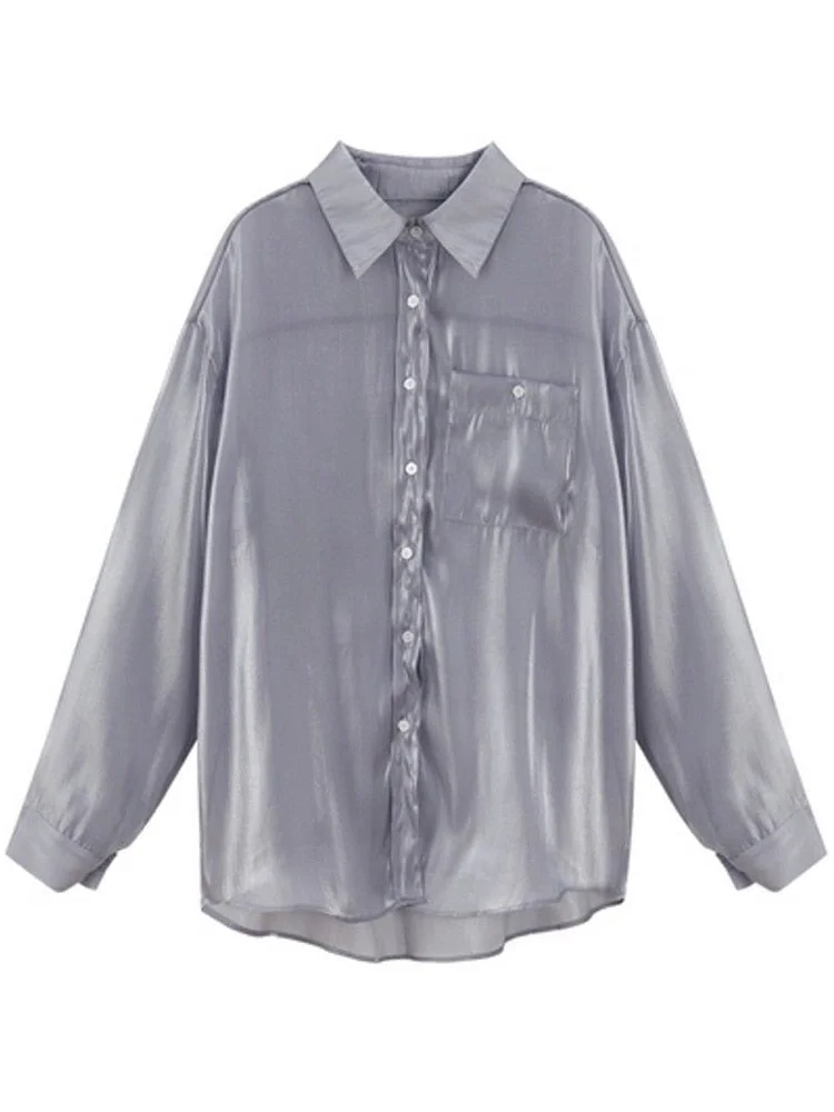 White shirt blouse women chemise femme blusas Women&#39;s Mesh Chiffon Clothing Summer Silk Shawl Cardigan Blusas Ropa De Mujer