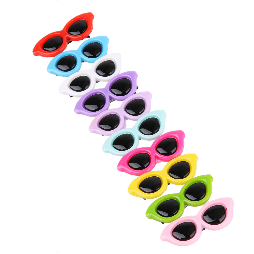 

10pcs/Set Plastic Pet Sunglasses Hairpin Headdress Dog Hair Clip Pets Head, 501 Original