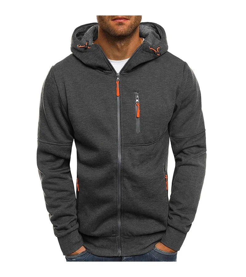 Men Casual Front Zipper Warm Hoodies M-3XL