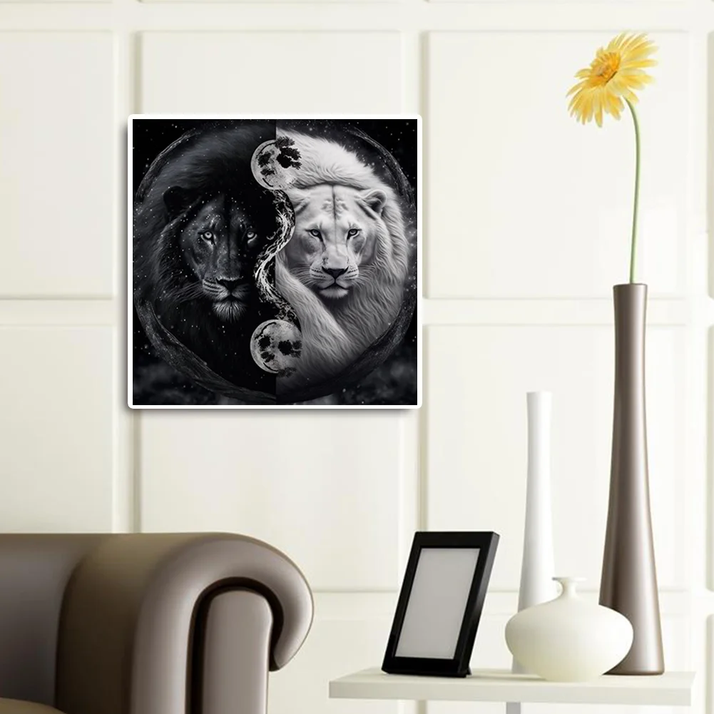 Diamond Painting - Full Round Drill - Yin Yang Lion(30*30cm)
