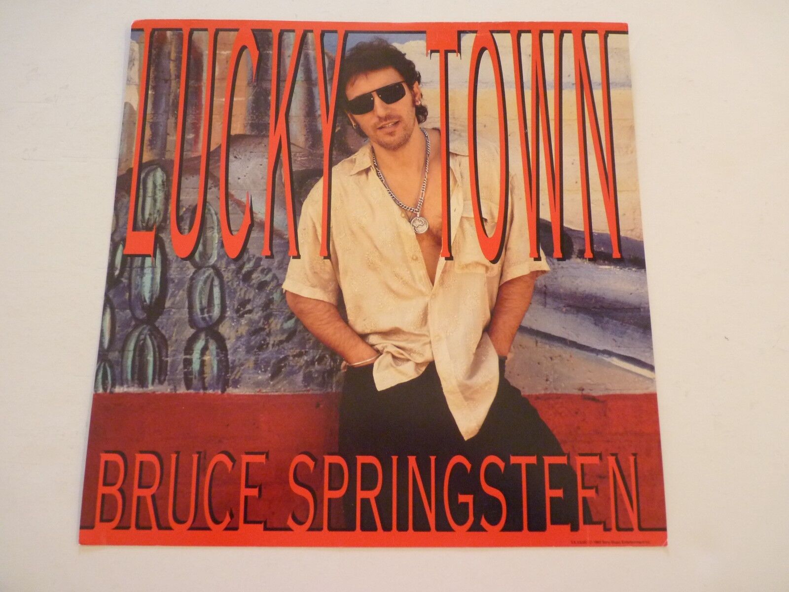 Bruce Springsteen Lucky Town Cardboard LP Record Photo Poster painting Flat 12X12 Poster