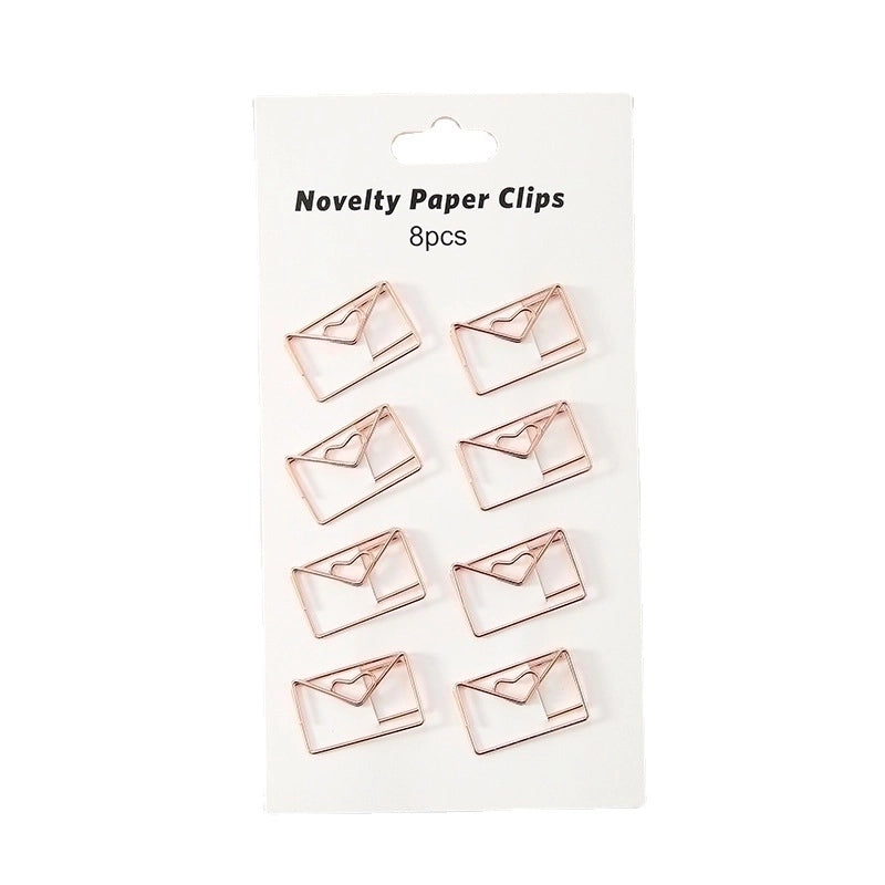 Creative Metal Paper Clip 8 Pack Cute Student Hollow Area Pin Office Learning Materials Bookmark Test Paper Clip