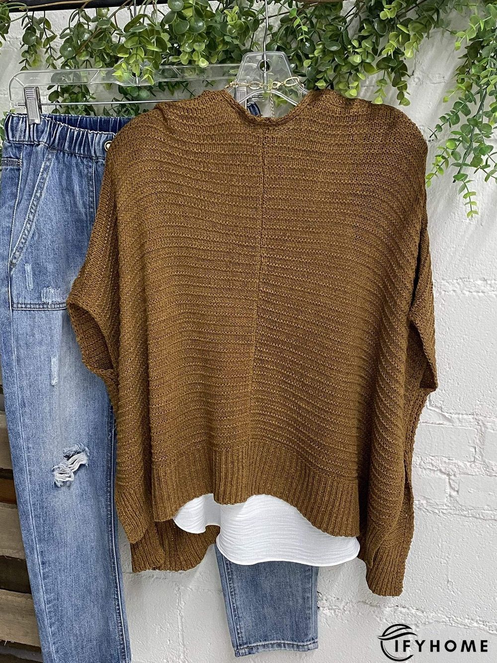 Statement Long Sleeve Acrylic Shift Sweater coat | IFYHOME