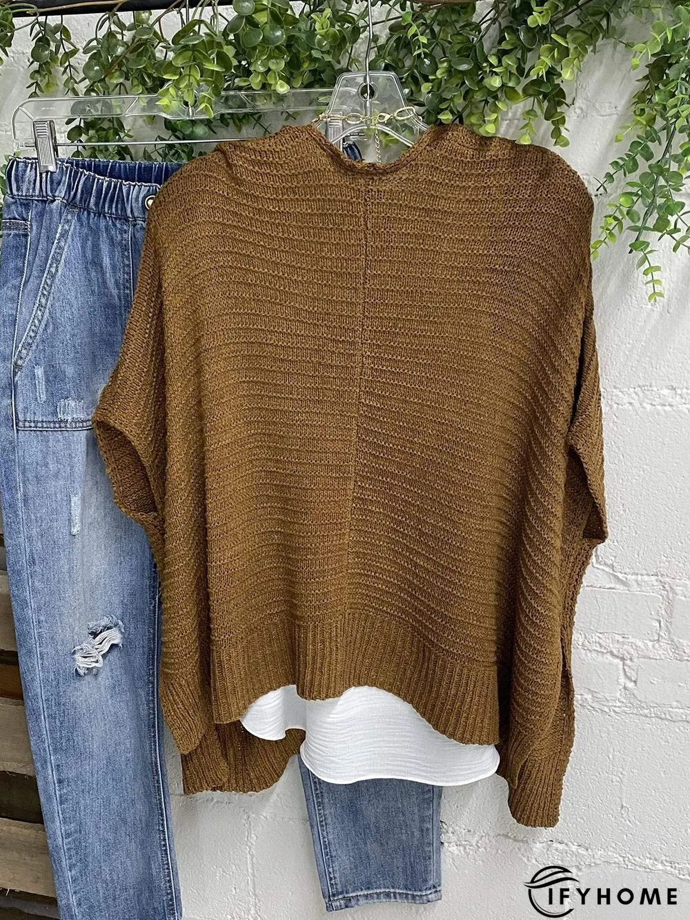 Statement Long Sleeve Acrylic Shift Sweater coat | IFYHOME