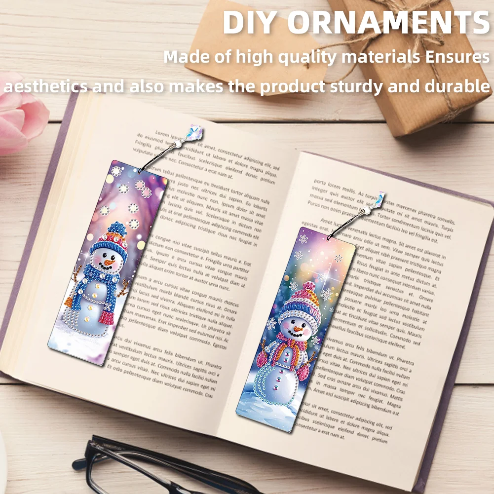 Snowman A5 Size Diamond Painting Notebook Set with 4Pcs Bookmark Holiday Gift
