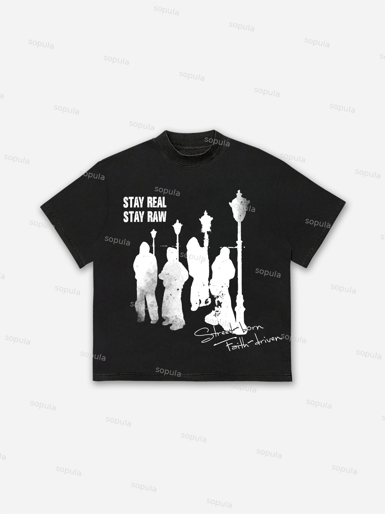 Street-born Abstract Character Graphic Cotton T-shirt - SOPULA