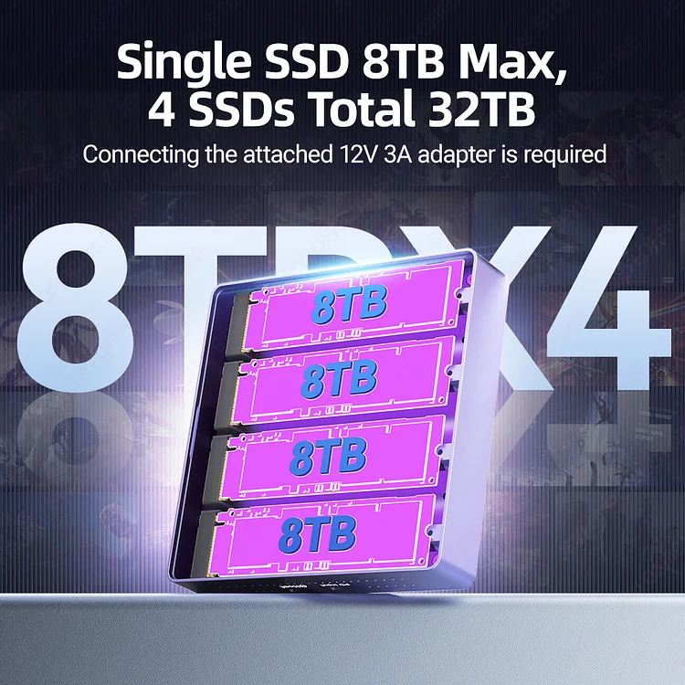 JEYI 4-Bay NVMe RAID Enclosure - Compatible with Thunderbolt 4