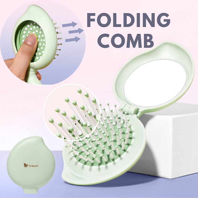 2 In 1 Folding Airbag Comb & Mirror