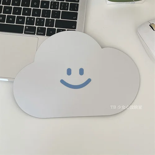 JOURNALSAY 1Pc Kawaii Minimalist Cute Cloud Smiley Mouse Pad