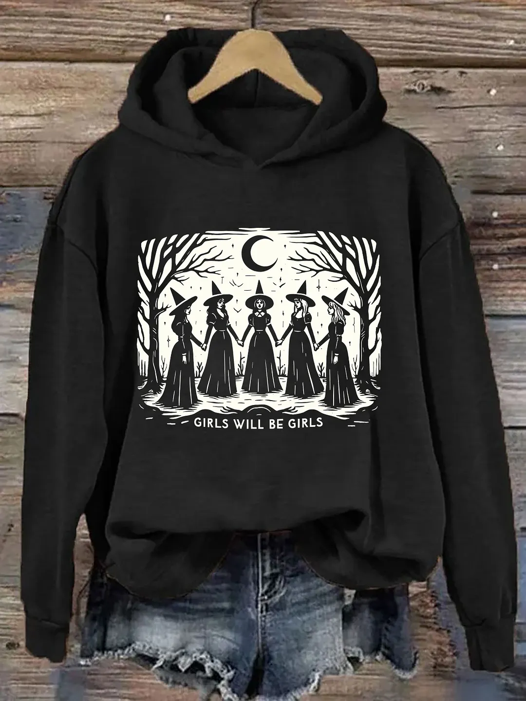 Vintage Girls Will Be Girls Witch Hoodie