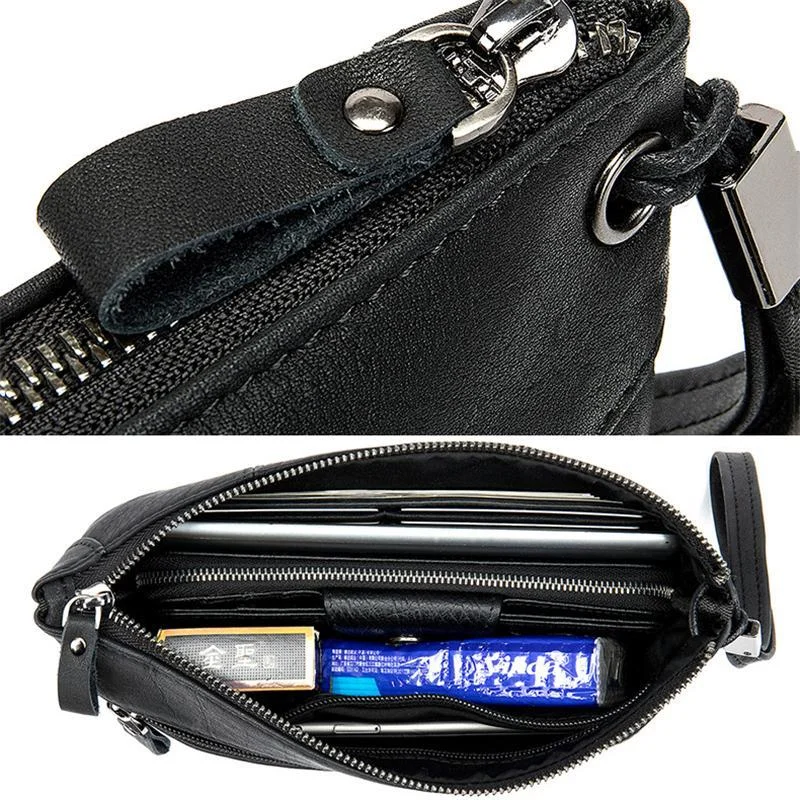 Fine Stitching Genuine Leather Single Handle-Top Zip Fastening Business Handbags