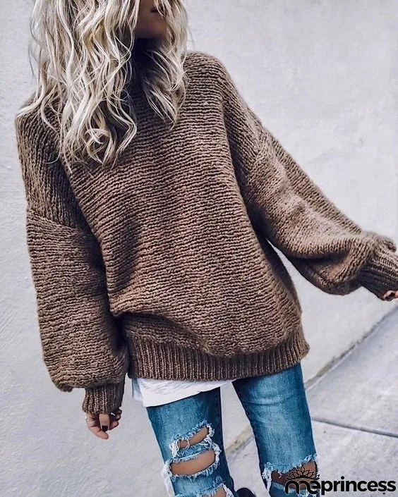 Casual easy turtlenecck sweater knitted sweater