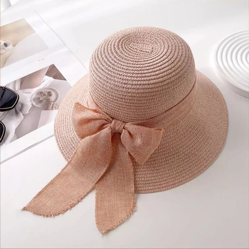 Women's Vintage Style Sweet Solid Color Flat Eaves Sun Hat2