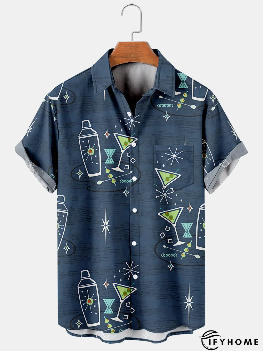 Cocktail Martini Shaker Graphic Tipsy Spirit Vintage Geometric Shirt | IFYHOME