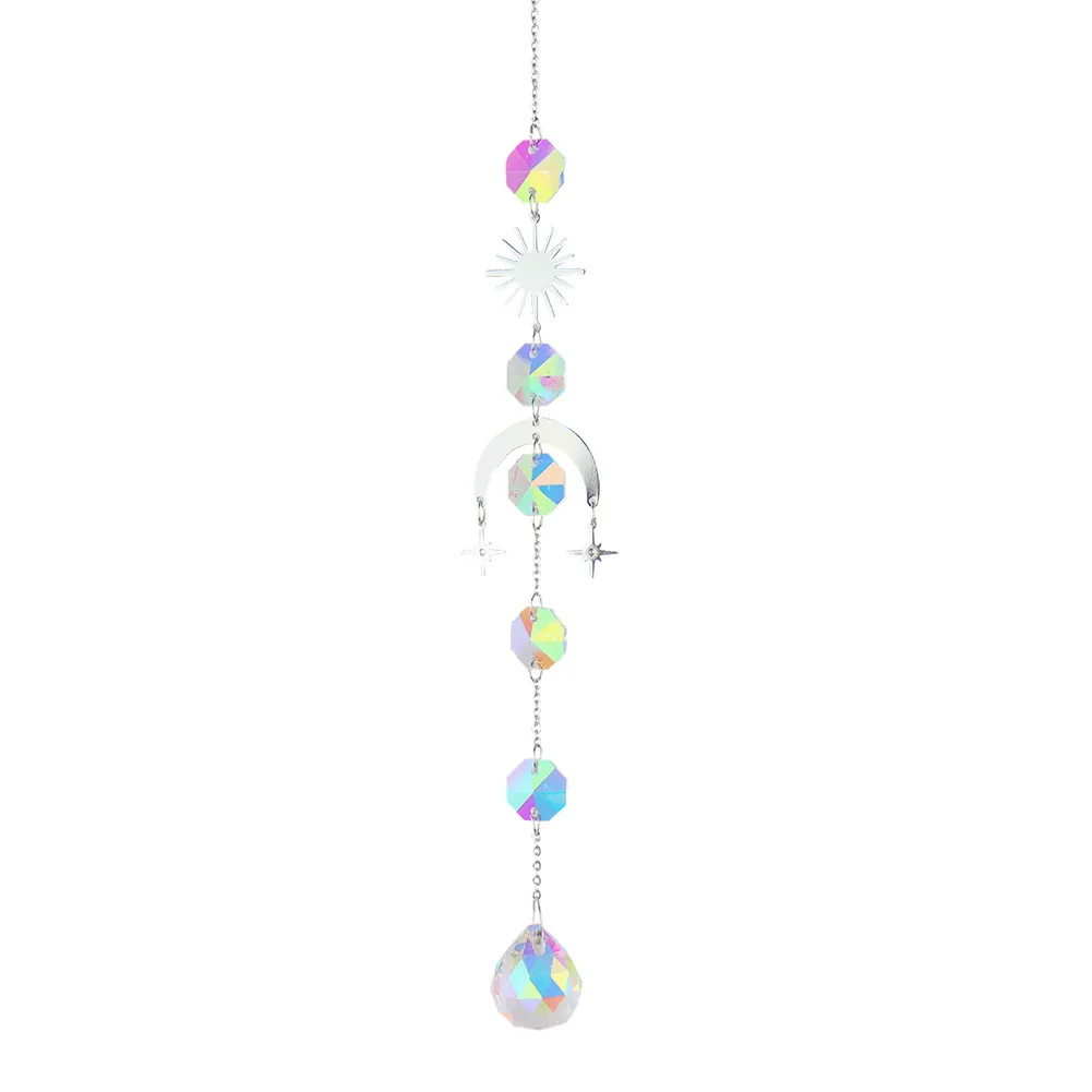 Wind Chime Crystal Catcher Hanging Ornaments Moon Prisms Home Room Pendant