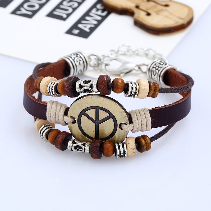 Comstylish Vintage Hippie Vibe Peace Love Bracelet