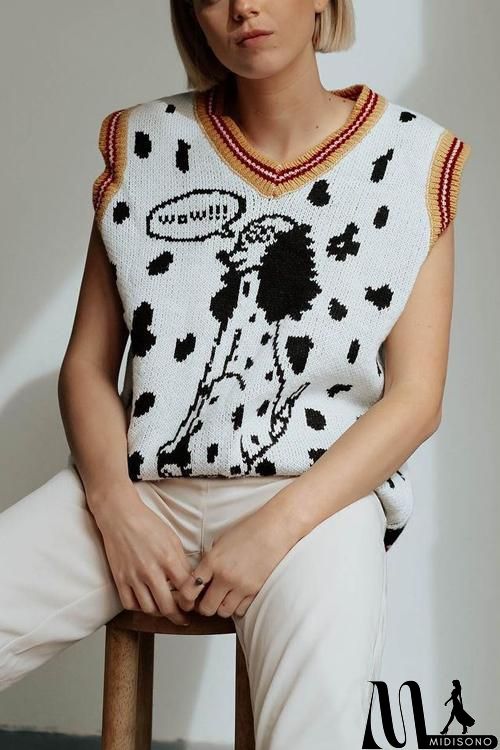 MidiSono - Dalmatian Jacquard Sweater Vest