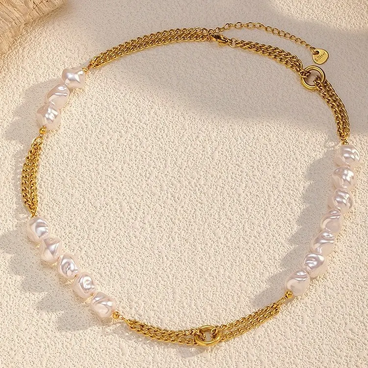 Freshwater Pearl Pendant Necklace Minimalist Collarbone Chain