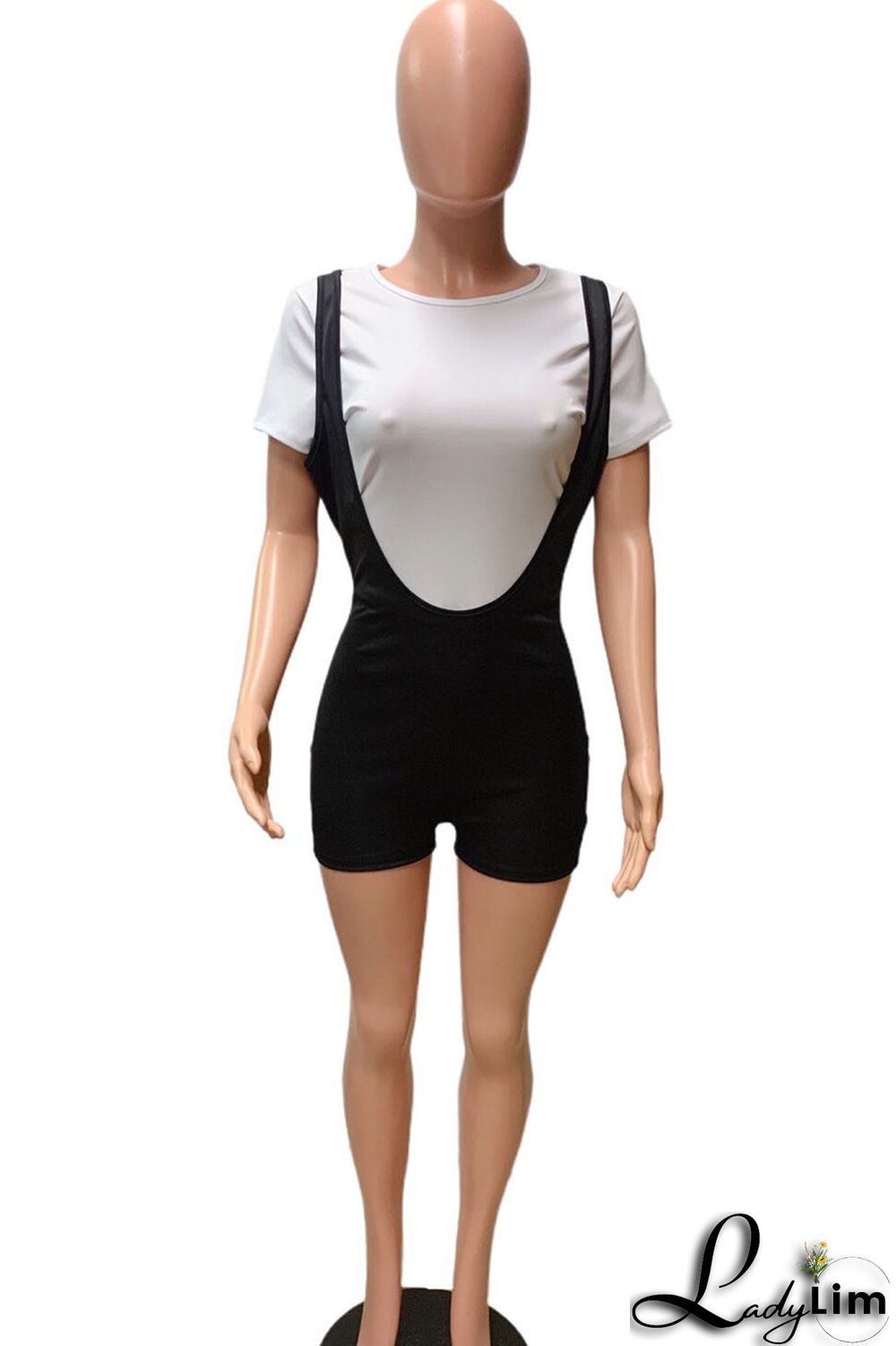 Black Casual Solid Patchwork O Neck Short Sleeve Two Pieces