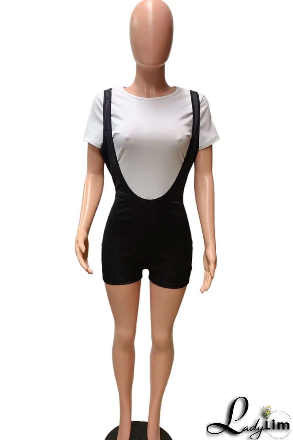 Black Casual Solid Patchwork O Neck Short Sleeve Two Pieces