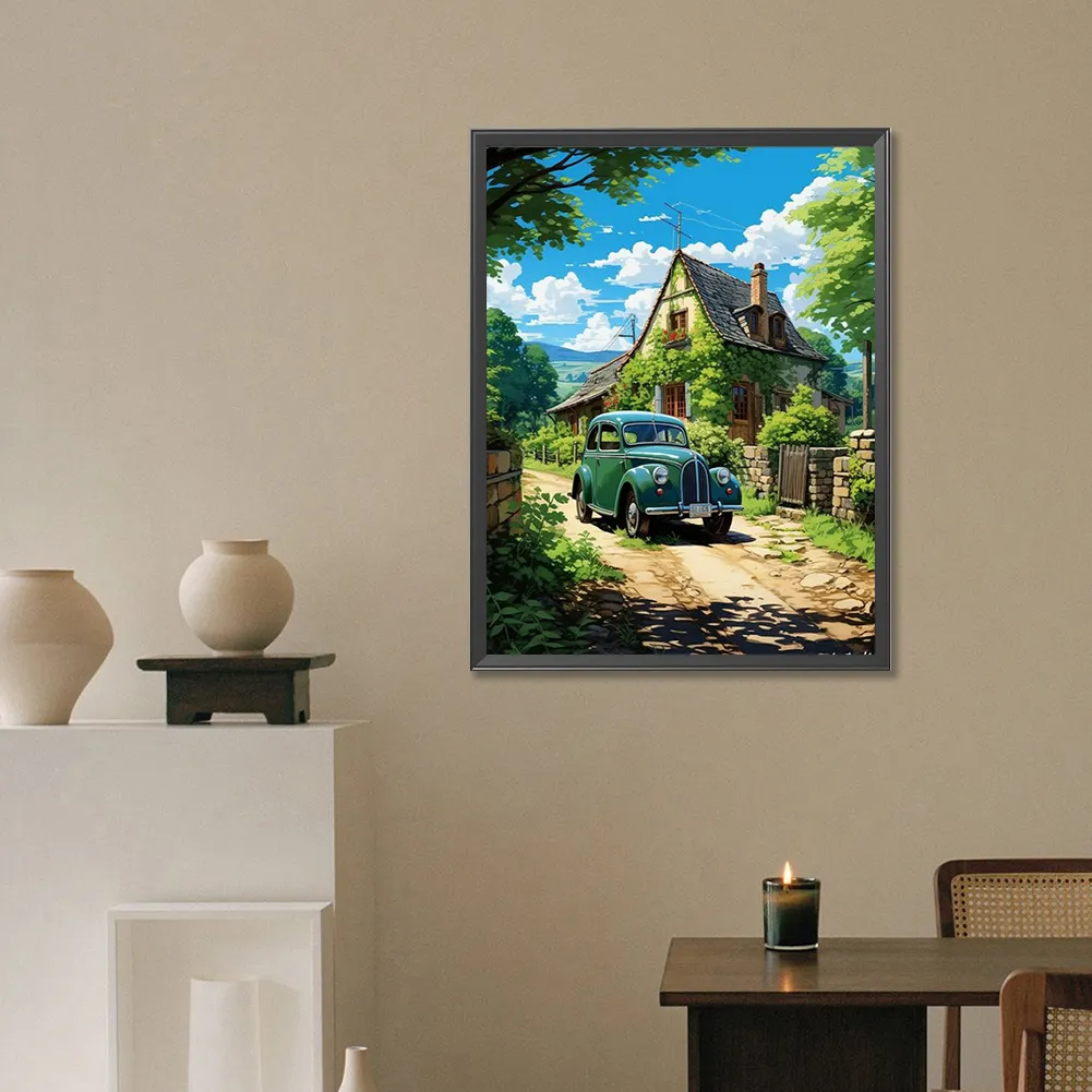 Full Round Diamond Painting 30*40cm - Woods Classic Car