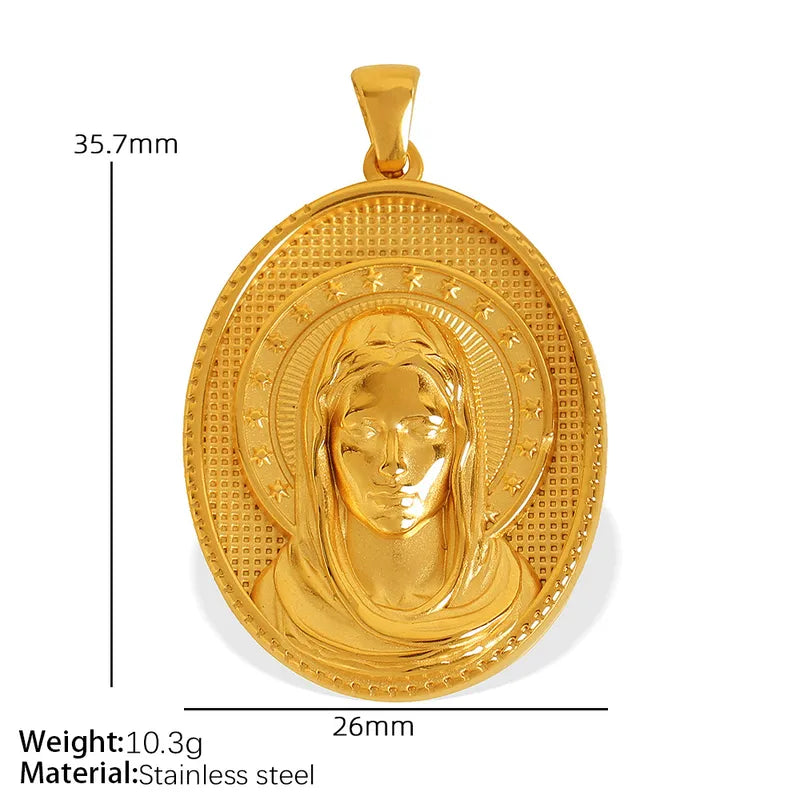 1 Piece 35.7*26mm Titanium Steel Human Virgin Mary Pendant