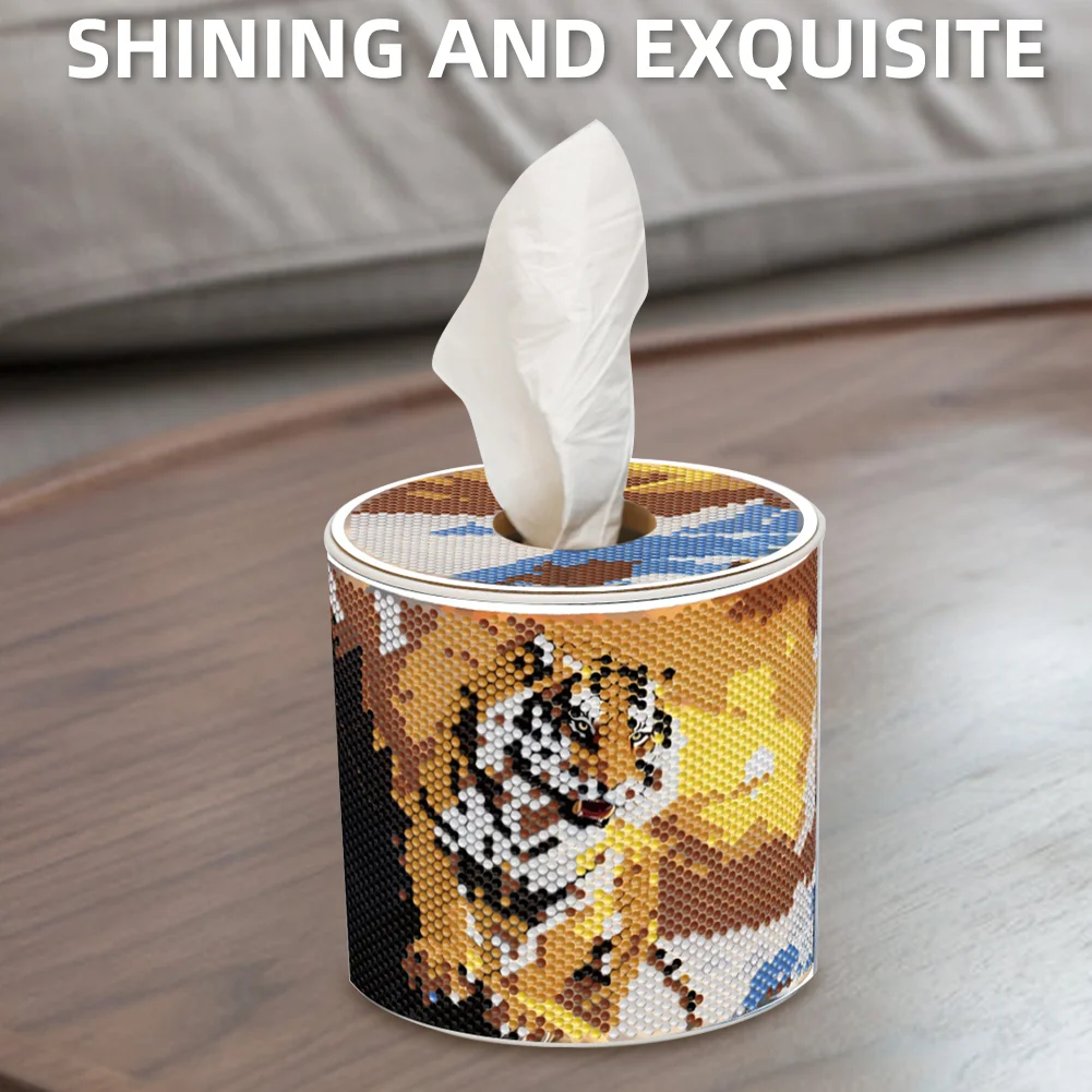 Tiger DIY Diamond Painting Handmade Tissue Holder Rhinestones Crystal Tissue Box