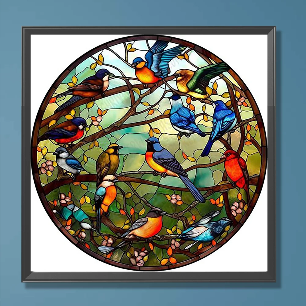 Diamond Painting - Full Round Drill - Stained Glass Bird(Canvas|30*30cm)