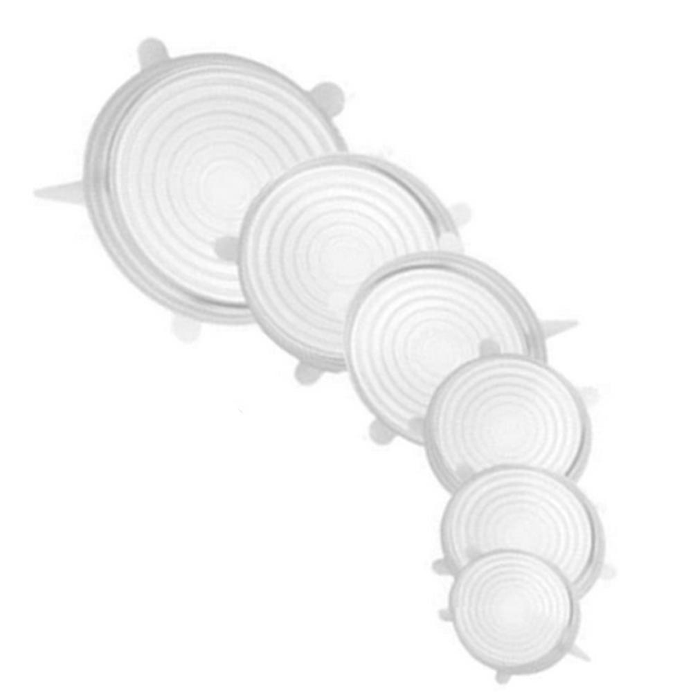 

6pcs Round Silicone Stretch Lids Reusable Food Storage Covers BPA Free, White, 501 Original