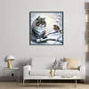Winter Cat And Bird-11CT Stamped Cross Stitch 40*40cm/15.75*15.75in tapestrymarket