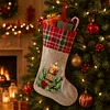 DIY Diamond Painting Christmas Stockings Hanging Ornaments Large Capacity Xmas Socks Pendant Wear Resist Candy Gift Storage Bags for Family Christmas Holiday Party Decoration (Christmas candles)
