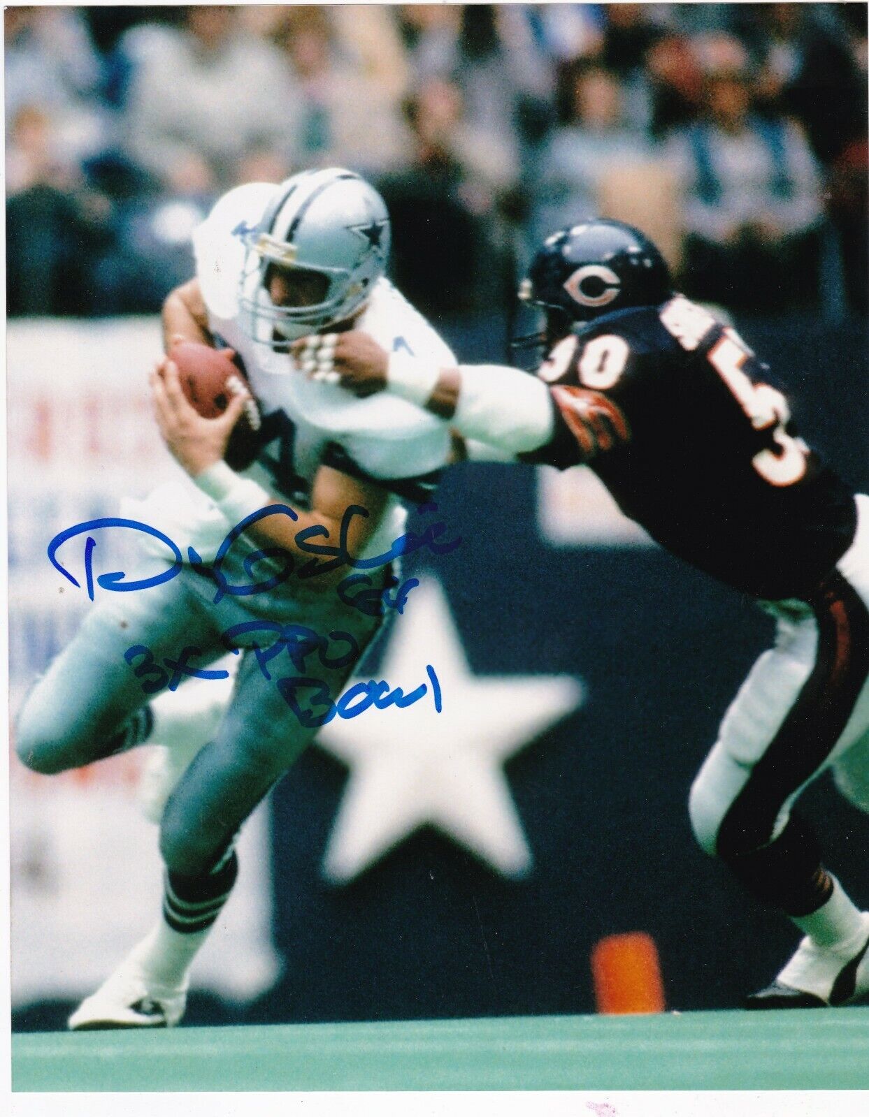 DOUG COSBIE DALLAS COWBOYS 3 X PRO BOWL ACTION SIGNED 8x10 Photo Poster painting