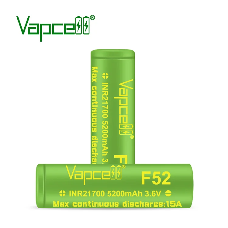 Vapcell 21700 5200mah 15A M52 Flat Top Rechargeable Battery (pack of 2)