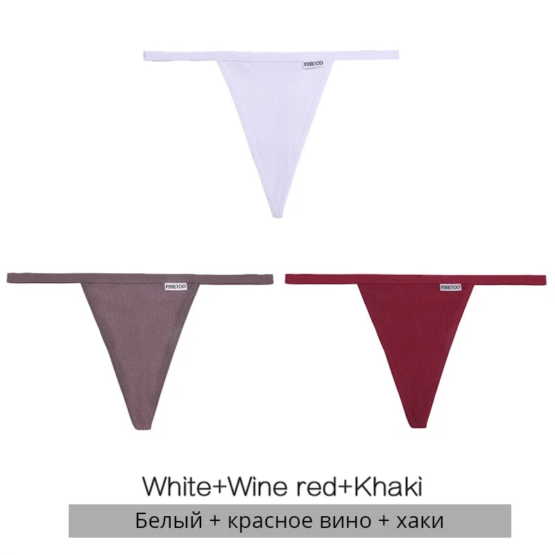 FINETOO 3Pcs/4Pcs Cotton Thongs Women Sexy G-string Panties M-XL Girl Underpants Low-rise T-back Underwear Female Lingerie Panty