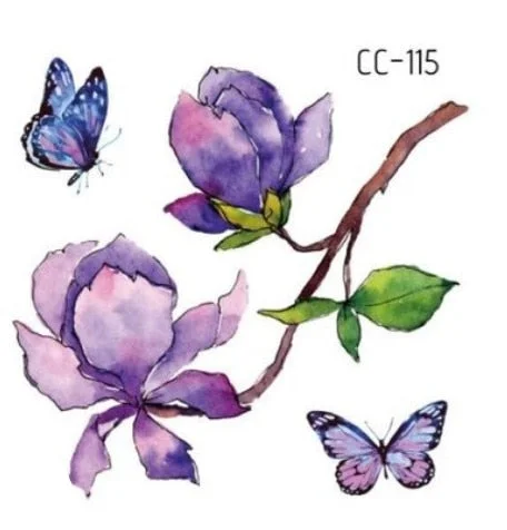 Temporary Tattoos Sticker for Women Body Art Tattoo Sticker 3D Butterfly Rose Flower Feather Tattoo Waterproof 6X6cm Gift