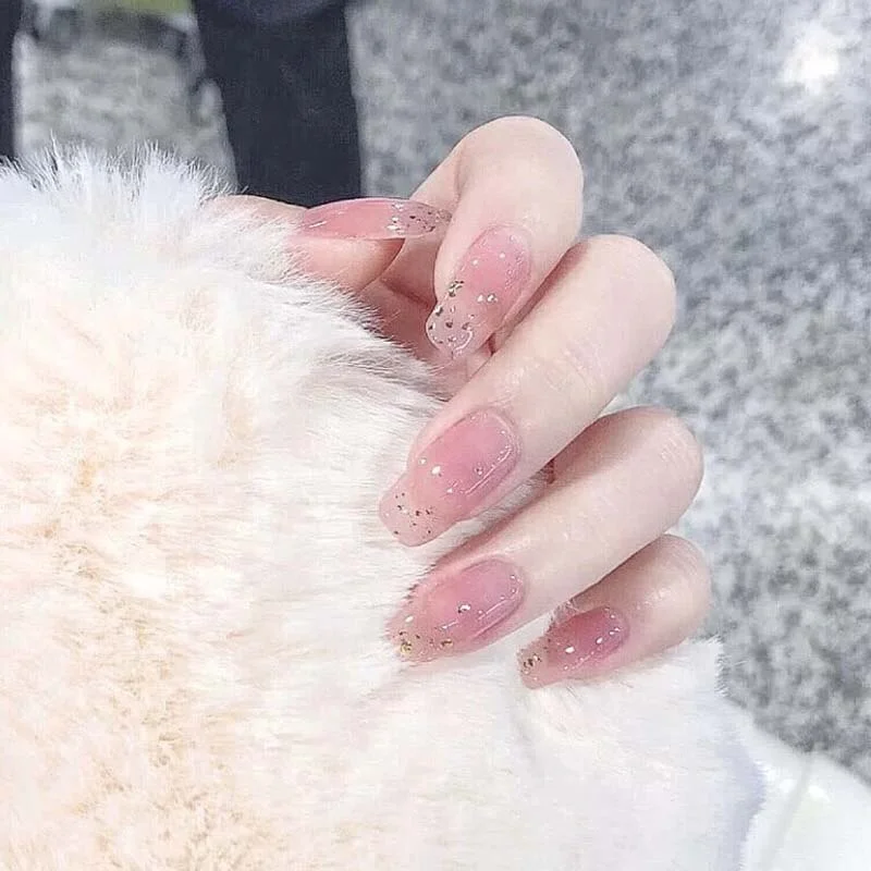 24Pcs/Set Dollar Sign Fake Nails Detachable White Sharp False Nail Decoration Nail Art Tools Press On Fake Nails With Glue-Nail Inspo